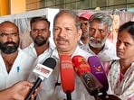 Sri Lankan nationals who were convicted in the Rajiv Gandhi assassination case address the media before leaving for Sri Lanka, at Chennai airport