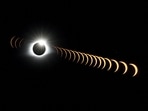 Total Solar Eclipse 2024: A composite image of 21 separate photographs taken with a single fixed camera shows the Solar Eclipse as it creates the effect of a diamond ring at Totality. 