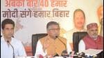 BJP MP Ravishankar Prasad addresses a press conference in Patna on Wednesday. (HT photo)