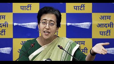 AAP leader Atishi addressing a press conference in New Delhi on Wednesday. (PTI)