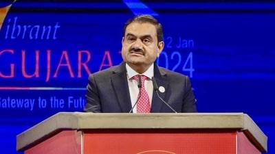 Following closely is Gautam Adani, securing the second spot with a substantial net worth of $84 billion, leading the Adani Group. (PTI) Following closely is Gautam Adani, securing the second spot with a substantial net worth of $84 billion, leading the Adani Group. (PTI)