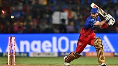 Royal Challengers Bengaluru's Glenn Maxwell is clean bowled by Punjab Kings' Harpreet Brar during the Indian Premier League (IPL) Twenty20 cricket match between Royal Challengers Bengaluru and Punjab Kings (AFP) Royal Challengers Bengaluru's Glenn Maxwell is clean bowled by Punjab Kings' Harpreet Brar during the Indian Premier League (IPL) Twenty20 cricket match between Royal Challengers Bengaluru and Punjab Kings (AFP)