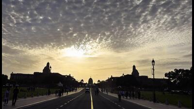 Clouds hover over the Kartavya Path in New Delhi. (Sanjeev Verma/ HT Photo.)