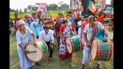 Matua community people celebrated after the central government notified the rules for implementation of the Citizenship (Amendment) Act, 2019. (PTI) Matua community people celebrated after the central government notified the rules for implementation of the Citizenship (Amendment) Act, 2019. (PTI)