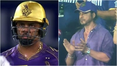 Sunil Narine received a standing ovation from KKR co-owner Shah Rukh Khan (IPL) Sunil Narine received a standing ovation from KKR co-owner Shah Rukh Khan (IPL)