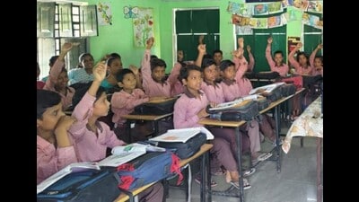 Students studying in a government primary school in Prayagraj (HT File Photo) Students studying in a government primary school in Prayagraj (HT File Photo)