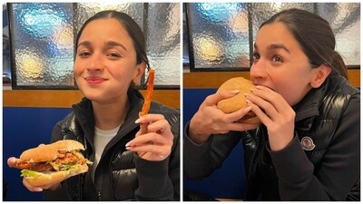 Here she is, all bare-faced and cute, enjoing a vegan burger and sweet potato fries to celebrate the success of Gangubai Kathiawadi. Here she is, all bare-faced and cute, enjoing a vegan burger and sweet potato fries to celebrate the success of Gangubai Kathiawadi.