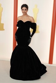 Deepika Padukone was seen in a black gown at Oscars 2023. (File Photo/ AP) Deepika Padukone was seen in a black gown at Oscars 2023. (File Photo/ AP)