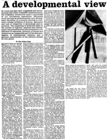 In March 1986, Singh wrote an article for the Hindustan Times titled, ‘A Developmental View’. (HT Archives) In March 1986, Singh wrote an article for the Hindustan Times titled, ‘A Developmental View’. (HT Archives)