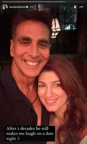 Twinkle Khanna dropped a selfie with Akshay Kumar on Instagram Stories. Twinkle Khanna dropped a selfie with Akshay Kumar on Instagram Stories.