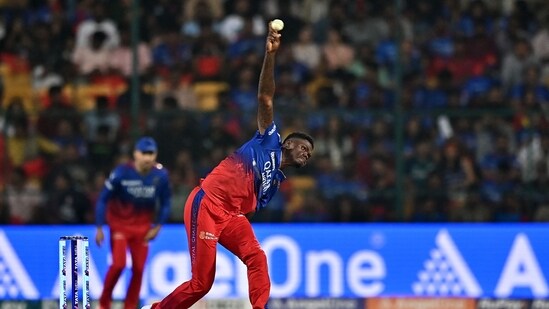Royal Challengers Bengaluru's Alzarri Joseph is at No.4 with a 151.2 km/h delivery against the Kolkata Knight Riders(AFP)