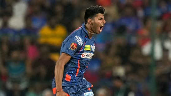 Lucknow Super Giants's Mayank Yadav celebrates (PTI)