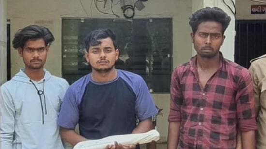 The three suspects in police custody on Wednesday. (HT Photo)