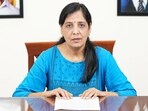 Delhi CM Arvind Kejriwal's wife, Sunita Kejriwal, issues a video statement in New Delhi.  (HT file)