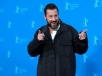Actress Adam Sandler poses for media at a photo-call for the movie 'Spaceman' during the International Film, Festival Berlinale, in Berlin, Wednesday, Feb. 21, 2024. (AP Photo/Ebrahim Noroozi)