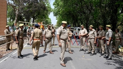 A view of tight police security in Greater Noida (HT File) A view of tight police security in Greater Noida (HT File)