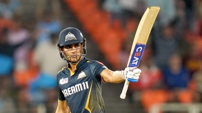 Gill made 89 off 48 balls, the highest individual score this season so far, and in the process hit six fours and four maximums to guide GT to an imposing 199 for four. (GT Twitter) Gill made 89 off 48 balls, the highest individual score this season so far, and in the process hit six fours and four maximums to guide GT to an imposing 199 for four. (GT Twitter)