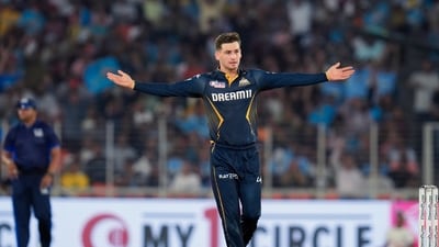 PBKS kept on losing wickets at regular intervals as the next to follow was Prabhsimran Singh (35 off 24; 5x4s, 1x6), caught by Mohit Sharma at third-man as the batter went for a heave against a tossed-up delivery from Ahmad only to get a top edge as PBKS slid to 64 for three by the end of the eighth over. (IPL Twitter) PBKS kept on losing wickets at regular intervals as the next to follow was Prabhsimran Singh (35 off 24; 5x4s, 1x6), caught by Mohit Sharma at third-man as the batter went for a heave against a tossed-up delivery from Ahmad only to get a top edge as PBKS slid to 64 for three by the end of the eighth over. (IPL Twitter)