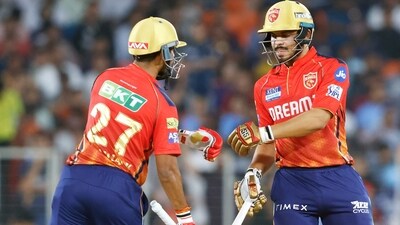 Punjab Kings' Shashank Singh and Ashutosh Sharma during the match against Gujarat Titans (IPL)