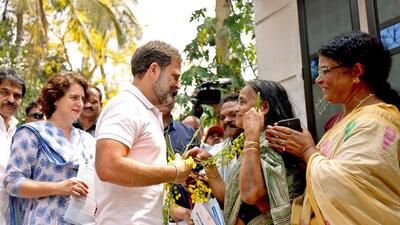 Congress leader Rahul Gandhi in Wayanad on Wednesday. (X) Congress leader Rahul Gandhi in Wayanad on Wednesday. (X)