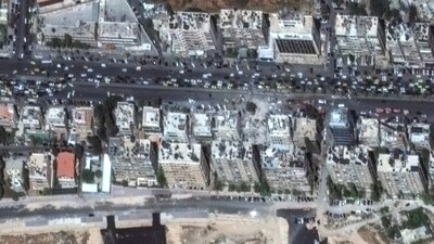 A satellite image shows the Iranian embassy and consulate following a suspected Israeli strike, in Damascus, Syria April 2, 2024 in this handout image. Maxar Technologies/Handout via REUTERS THIS IMAGE HAS BEEN SUPPLIED BY A THIRD PARTY. NO RESALES. NO ARCHIVES. MANDATORY CREDIT. DO NOT CROP OR REMOVE WATERMARK (via REUTERS)