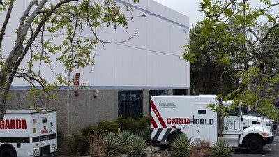 Armored trucks are parked outside the GardaWorld facility in the Sylmar section of Los Angeles on Thursday, April 4, 2024. Thieves stole as much $30 million in an Easter Sunday burglary at a Los Angeles money storage facility in one of the largest cash heists in city history. (AP Photo/Richard Vogel) (AP) Armored trucks are parked outside the GardaWorld facility in the Sylmar section of Los Angeles on Thursday, April 4, 2024. Thieves stole as much $30 million in an Easter Sunday burglary at a Los Angeles money storage facility in one of the largest cash heists in city history. (AP Photo/Richard Vogel) (AP)