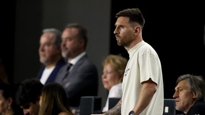 Lionel Messi #10 of Inter Miami looks on from the sidelines (Getty Images via AFP)
