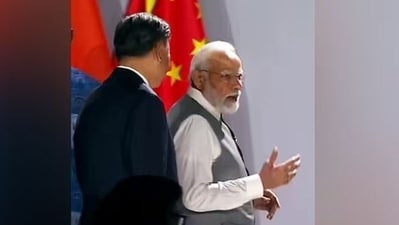 A file photo of Prime Minister Narendra Modi and Chinese president Xi Jinping at the BRICS Summit in Johannesburg. (ANI file)