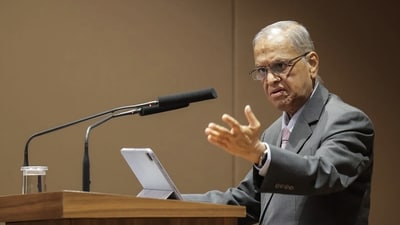 Narayana Murthy addressed an event hosted by the Permanent Mission of India to the UN at the UN headquarters. (PTI) Narayana Murthy addressed an event hosted by the Permanent Mission of India to the UN at the UN headquarters. (PTI)
