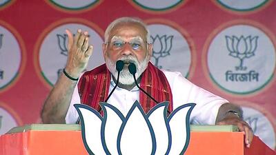 Prime Minister Narendra Modi addresses a public rally in Cooch Behar on Thursday. (ANI)
