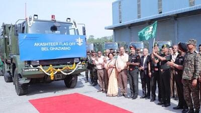 The deployment of Akashteer has begun with the flagging off of the first batch of control centres from BEL Ghaziabad on Thursday (X/adgpi) The deployment of Akashteer has begun with the flagging off of the first batch of control centres from BEL Ghaziabad on Thursday (X/adgpi)