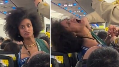 A woman had a bizarre meltdown on a Spirit Airlines flight (@realkingjon/TikTok) A woman had a bizarre meltdown on a Spirit Airlines flight (@realkingjon/TikTok)