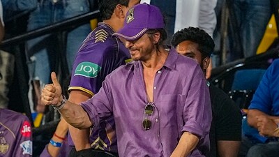 SRK cheered for the boys from the stands of the ACA-VDCA Cricket Stadium in Visakhapatnam. SRK cheered for the boys from the stands of the ACA-VDCA Cricket Stadium in Visakhapatnam. 