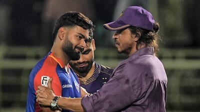 He spoke with Rishabh for a while as Rinku Singh looked on. He spoke with Rishabh for a while as Rinku Singh looked on. 
