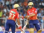 Punjab Kings' Shashank Singh and Ashutosh Sharma during the match against Gujarat Titans