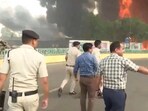 Footage shared by ANI depicted a large blaze with smoke emanating from the building. Footage shared by ANI depicted a large blaze with smoke emanating from the building.