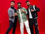 Kapil Sharma poses with Rohit Sharma and Shreyas Iyer.