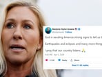 Marjorie Taylor Greene says earthquakes and eclipses are 'God's signs' telling us 'to repent' Marjorie Taylor Greene says earthquakes and eclipses are 'God's signs' telling us 'to repent'