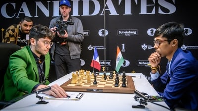 R Praggnanandhaa (right) and Alireza Firouzja in action (Michal Waluzsa/Fide) R Praggnanandhaa (right) and Alireza Firouzja in action (Michal Waluzsa/Fide)