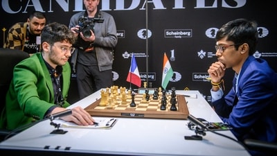 Alireza Firouzja and R Praggnanandhaa play out a draw (Michal Waluzsa/Fide) Alireza Firouzja and R Praggnanandhaa play out a draw (Michal Waluzsa/Fide)