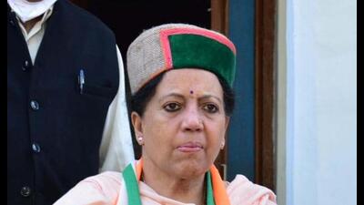 Himachal Pradesh, India, 12 October :Congress candidate from Mandi Pratibha Singh during election campaigning in Nihri of Sundernagar sub division of Mandi district on Tuesday, 12 October 2021. Photo Hindustan Times/Birbal Sharma (HT File)