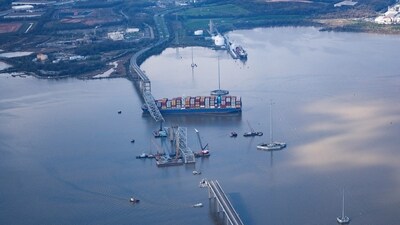 View of the Dali cargo vessel which crashed into the Francis Scott Key Bridge causing it to collapse in Baltimore, Maryland, U.S., April 4, 2024. REUTERS/Nathan Howard (REUTERS)