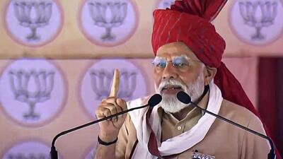 PM Narendra Modi was addressing a rally in Rajasthan’s Churu. (PTI photo) PM Narendra Modi was addressing a rally in Rajasthan’s Churu. (PTI photo)