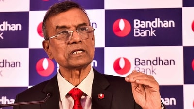 Bandhan Bank MD and CEO Chandra Shekhar Ghosh speaks during a press meet. (PTI) Bandhan Bank MD and CEO Chandra Shekhar Ghosh speaks during a press meet. (PTI)