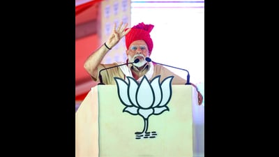 Prime Minister Narendra Modi addresses a public rally in Churu on Friday (Bhajanlal Sharma -X) Prime Minister Narendra Modi addresses a public rally in Churu on Friday (Bhajanlal Sharma -X)