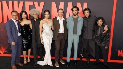 Vipin Sharma, Reva Marchellin, Makarand Deshpande, Sobhita Dhulipala, Sharlto Copley, Dev Patel, Sikandar Kher and Pitobash attend the Los Angeles premiere. During the Los Angeles premiere of the film, Patel shared how he was reluctant about directing a film. (Getty Images via AFP) Vipin Sharma, Reva Marchellin, Makarand Deshpande, Sobhita Dhulipala, Sharlto Copley, Dev Patel, Sikandar Kher and Pitobash attend the Los Angeles premiere. During the Los Angeles premiere of the film, Patel shared how he was reluctant about directing a film. (Getty Images via AFP)