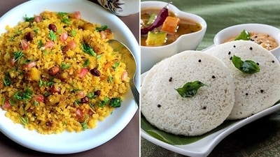 Poha vs idli, the better breakfast choice for diabetics: While poha is full of fibre, iron and vitamins, idli is oil-free and is considered gut-friendly (Pinterest, Adobe Stock) Poha vs idli, the better breakfast choice for diabetics: While poha is full of fibre, iron and vitamins, idli is oil-free and is considered gut-friendly (Pinterest, Adobe Stock)