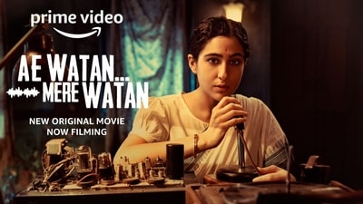 Sara Ali Khan in the first look poster of Ae Watan Mere Watan. Sara Ali Khan in the first look poster of Ae Watan Mere Watan.