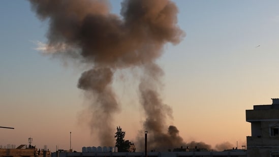 Visuals from the Israeli bombing in Deir el-Balah in the central Gaza Strip. (AFP)