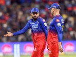 Royal Challengers Bengaluru's skipper Faf du Plessis and Virat Kohli during the match against Lucknow Super Giants Royal Challengers Bengaluru's skipper Faf du Plessis and Virat Kohli during the match against Lucknow Super Giants